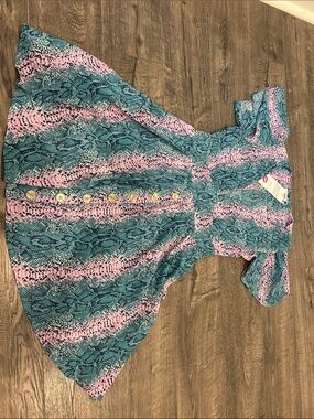 Buddy Love Teal & Pink Snake-Print Short Sleeve Dress size xsmall